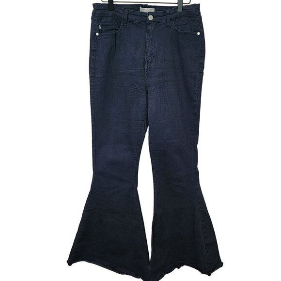 Judy Blue super flare jeans size 11/ 30 Raw hems bell bottom - Picture 1 of 16